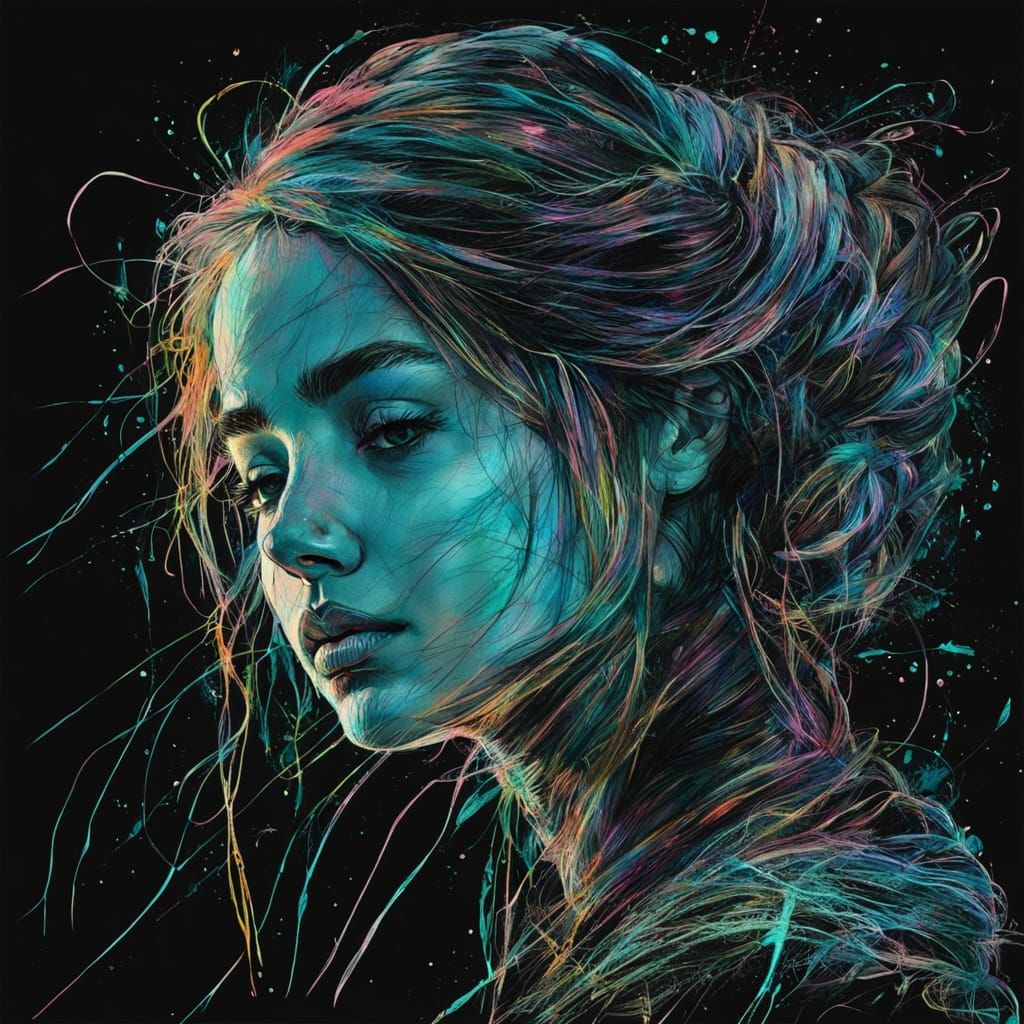 Princess Portrait in Scratch Art Style