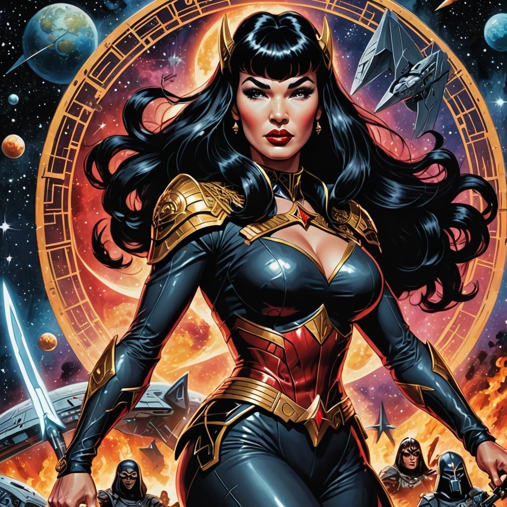 Bettie Page as Klingon Warrior in Anime Style