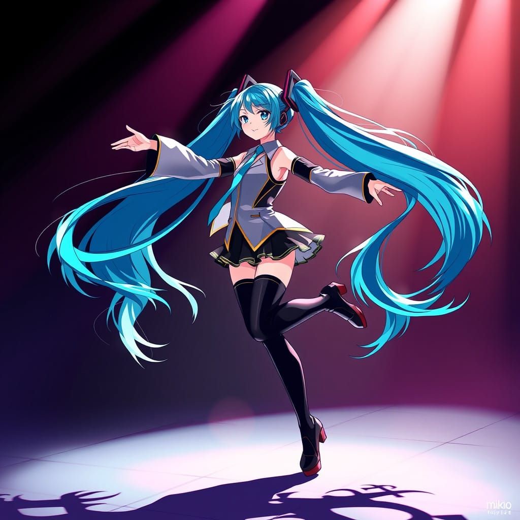 Vocaloid Icon Hatsune Miku Performs in Anime Style