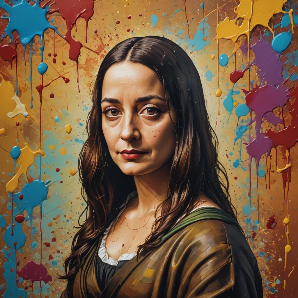 Mona Lisa as Mr. Bean: Hyperrealistic Splash Art