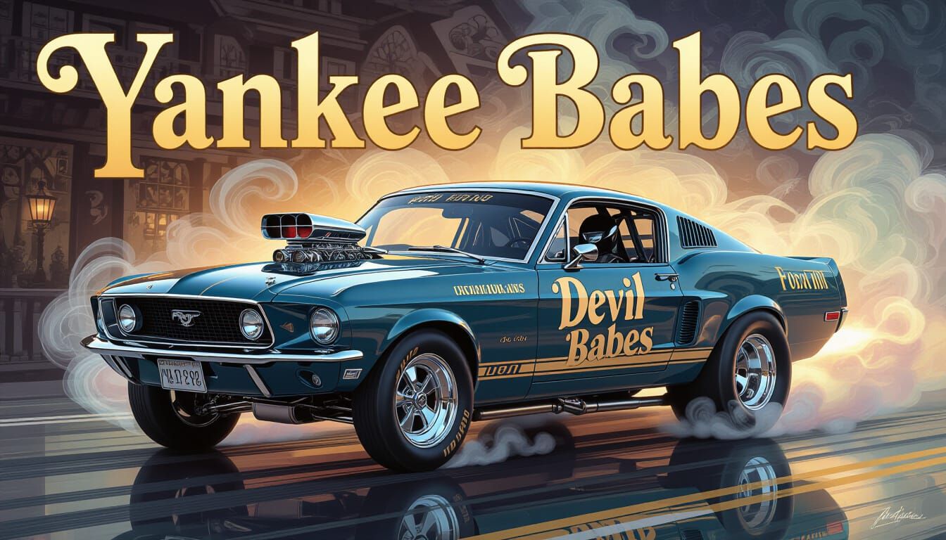 Ethereal 1968 Ford Devil Dragster "Yankee Babes" in Mist