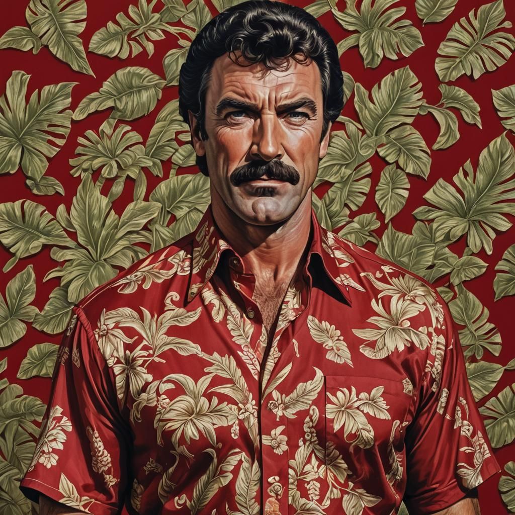 Hyperrealistic Young Man in Hawaiian Shirt Portrait
