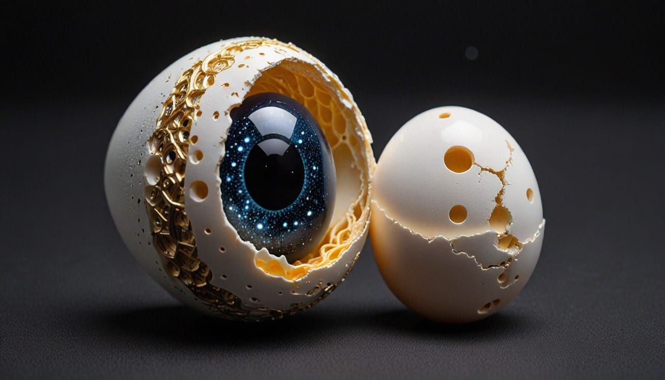 Egg with Eyes, Galaxy Swirling Inside