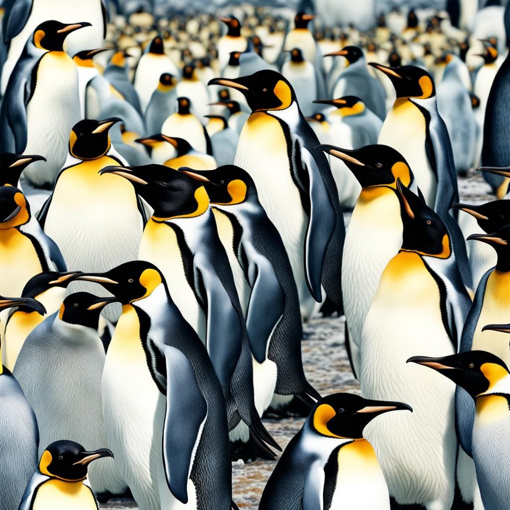 Emperor Penguins in Photorealistic Nature Art