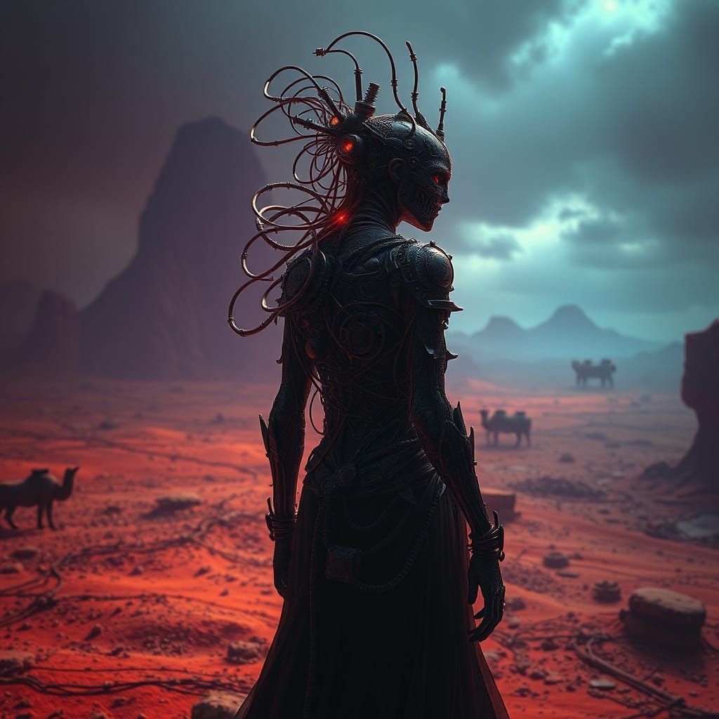 Cybernetic Body Transformation in Moody, Fantastical Landsca...