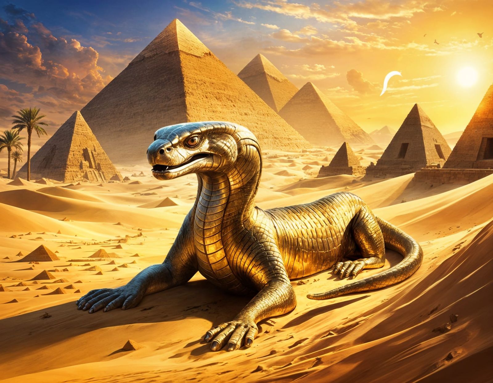 Mystical Golden Cobra Rising in Egypt
