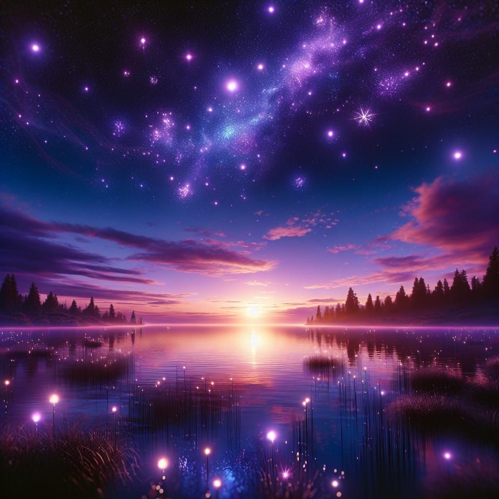 Serene Twilight Scene with Glittering Constellations