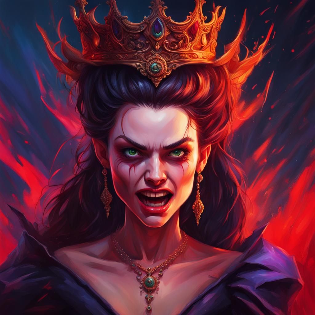 Angry Vampire and Scared Princess in Hyperrealistic Style