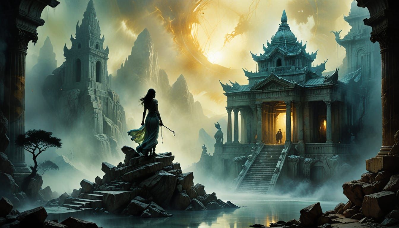 Surreal Marble Temple in Ethereal Light