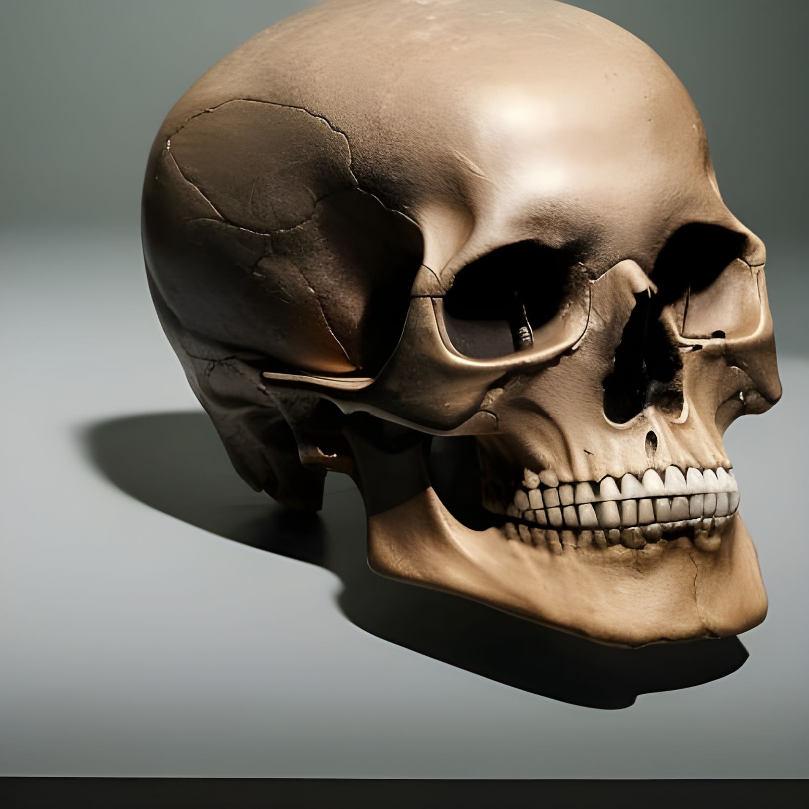 Hyperrealistic Skull Portrait in Dark Fantasy Style