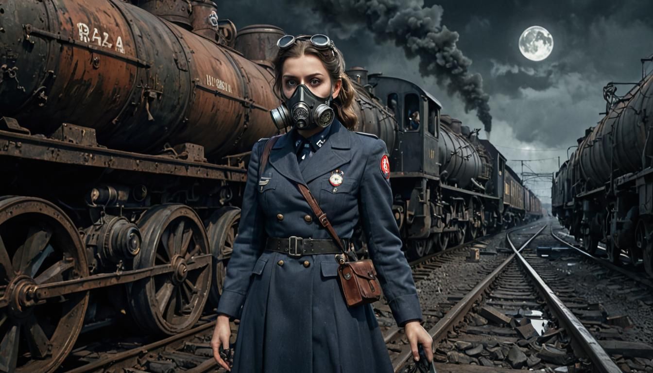 Grimdark Machine Girl in Ruined Wasteland