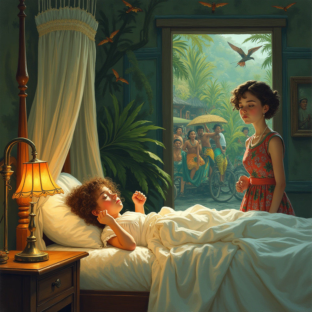 Girl's Riot Nightmare: Fauvist Colonial Bedroom Scene