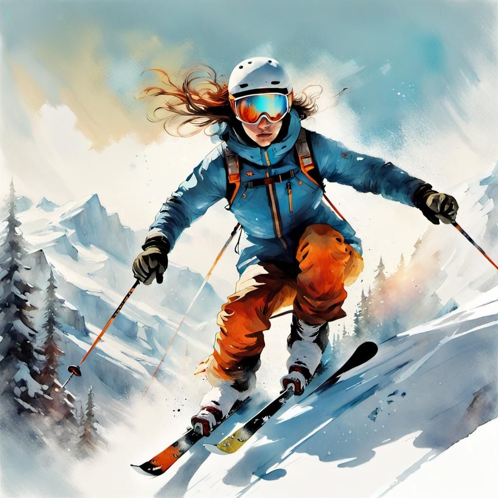 Skier in DreamWorks Animation Style Wonderland