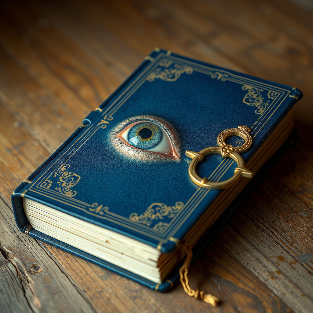 Human Eye and Ankh on Blue Book Cover