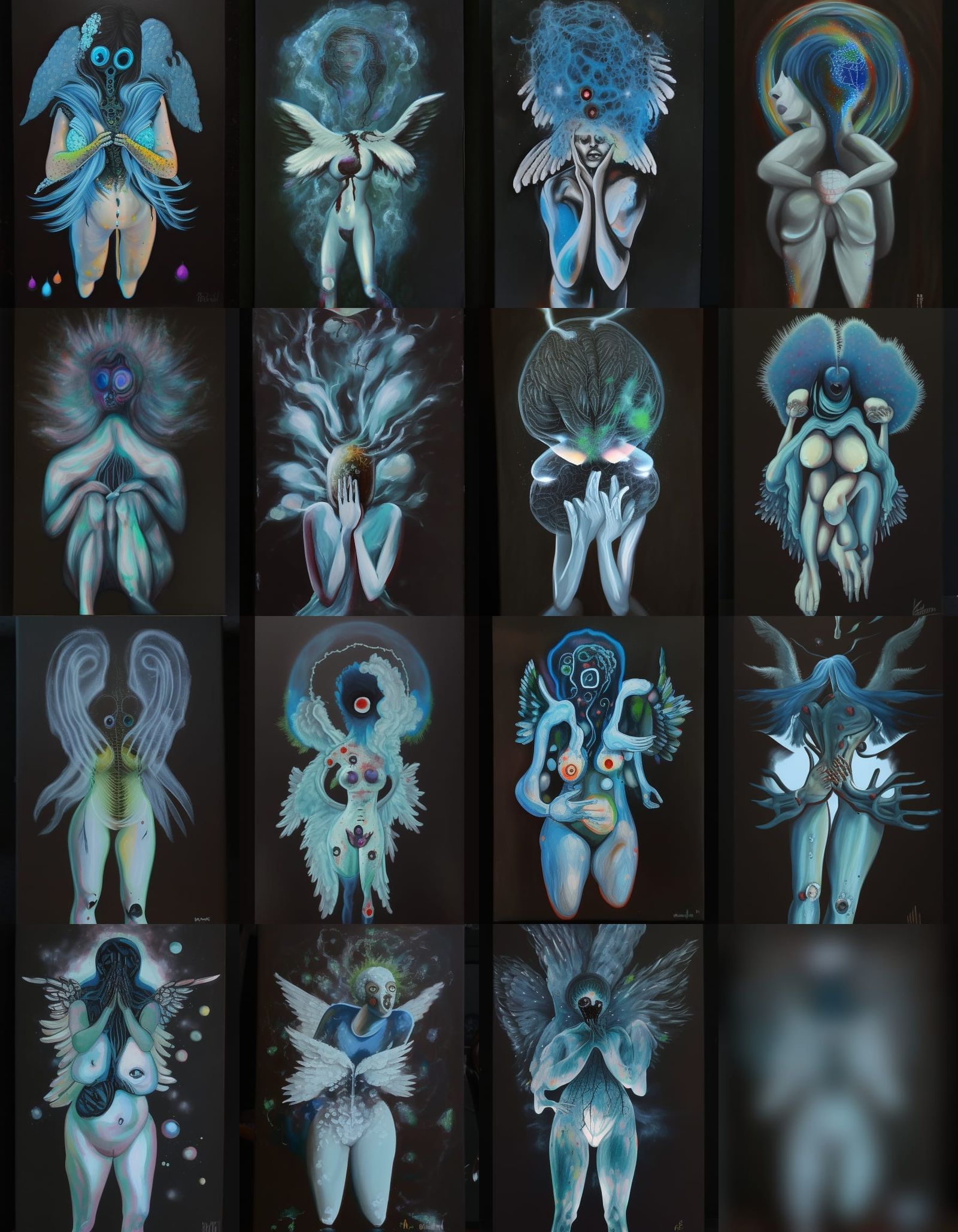 Surreal Brain Explosion: Angelic Body Horror Acrylic