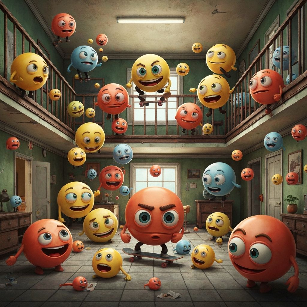 Surreal Emoticon Swarm in GTA-Style Street Photography