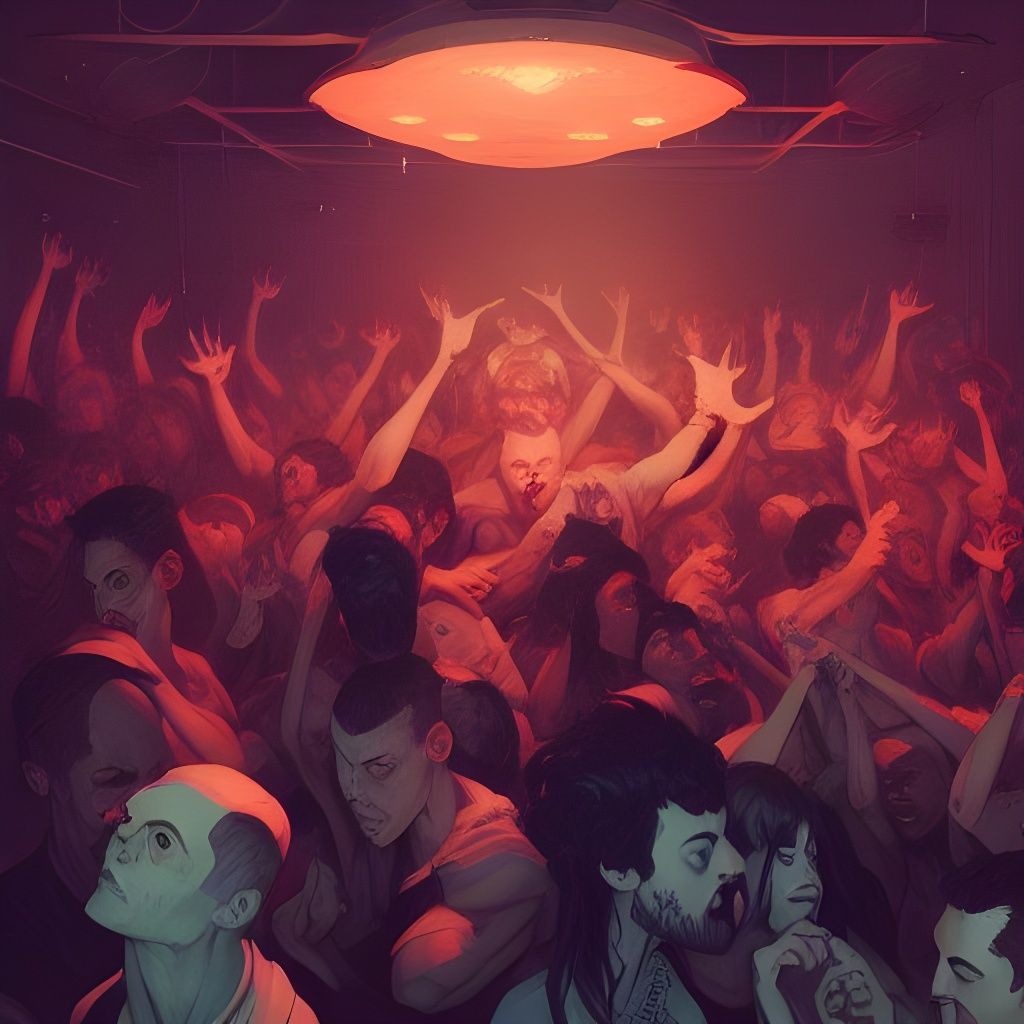 Nightclub Crowd in Cel-Shaded Style