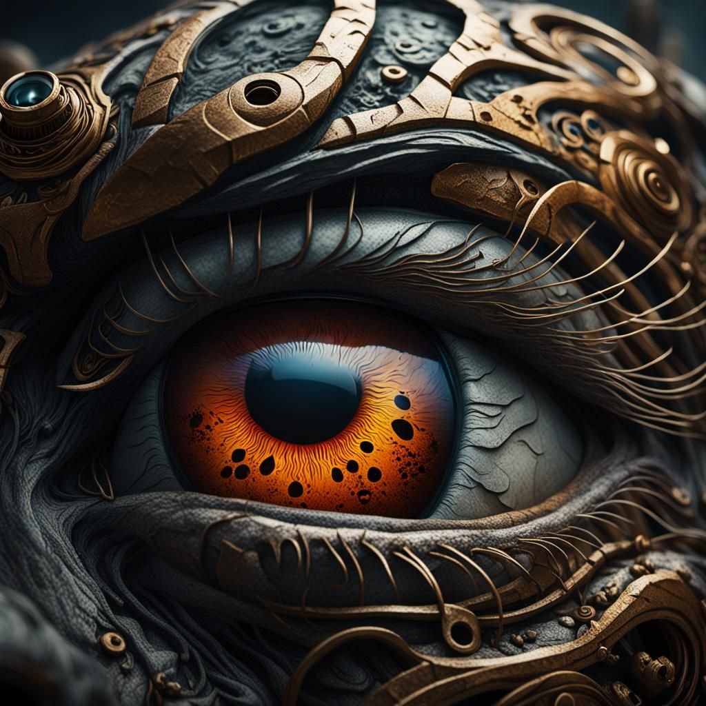 Dystopian Eye of the Tiger in Art Nouveau Style