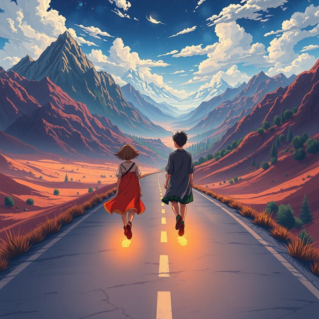 Majestic Journey Through Ephemeral Realms in Vibrant, Fantas...