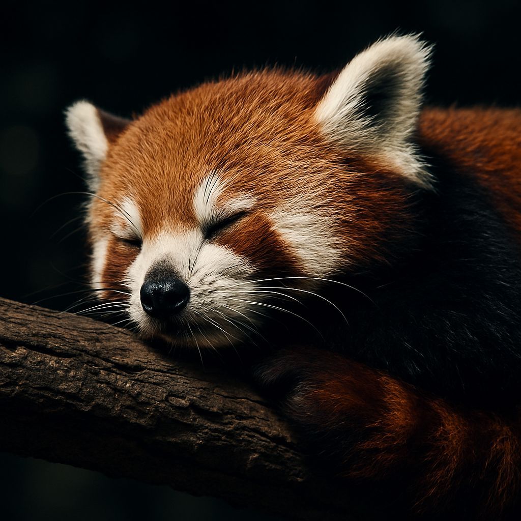 Hyper-Realistic Red Panda Sleeping on Branch