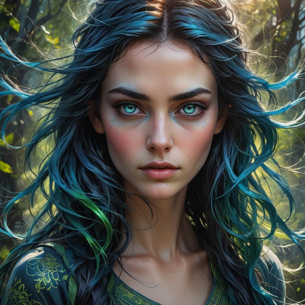 Green-Skinned Warrior Confronts Beast in Magical Realm