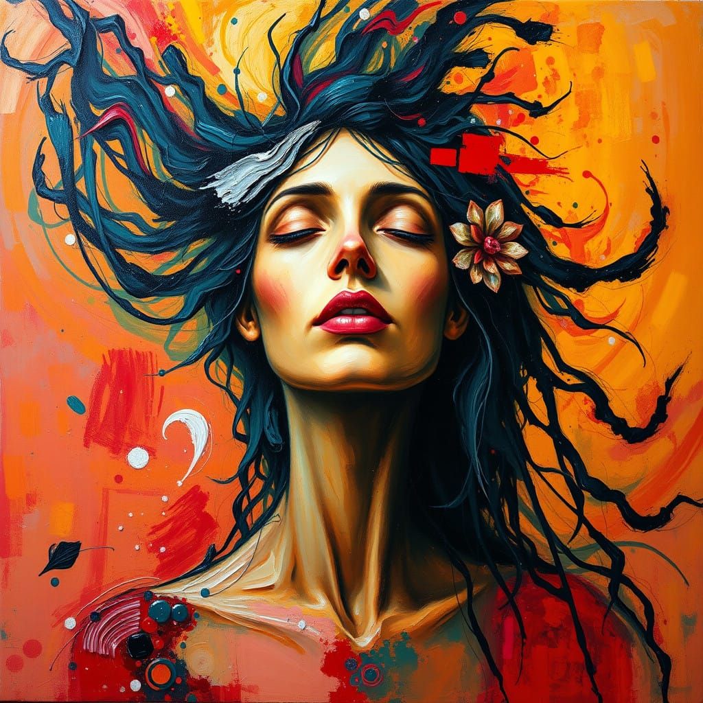 Emotive Mystic in Vibrant Neo-Expressionist Style