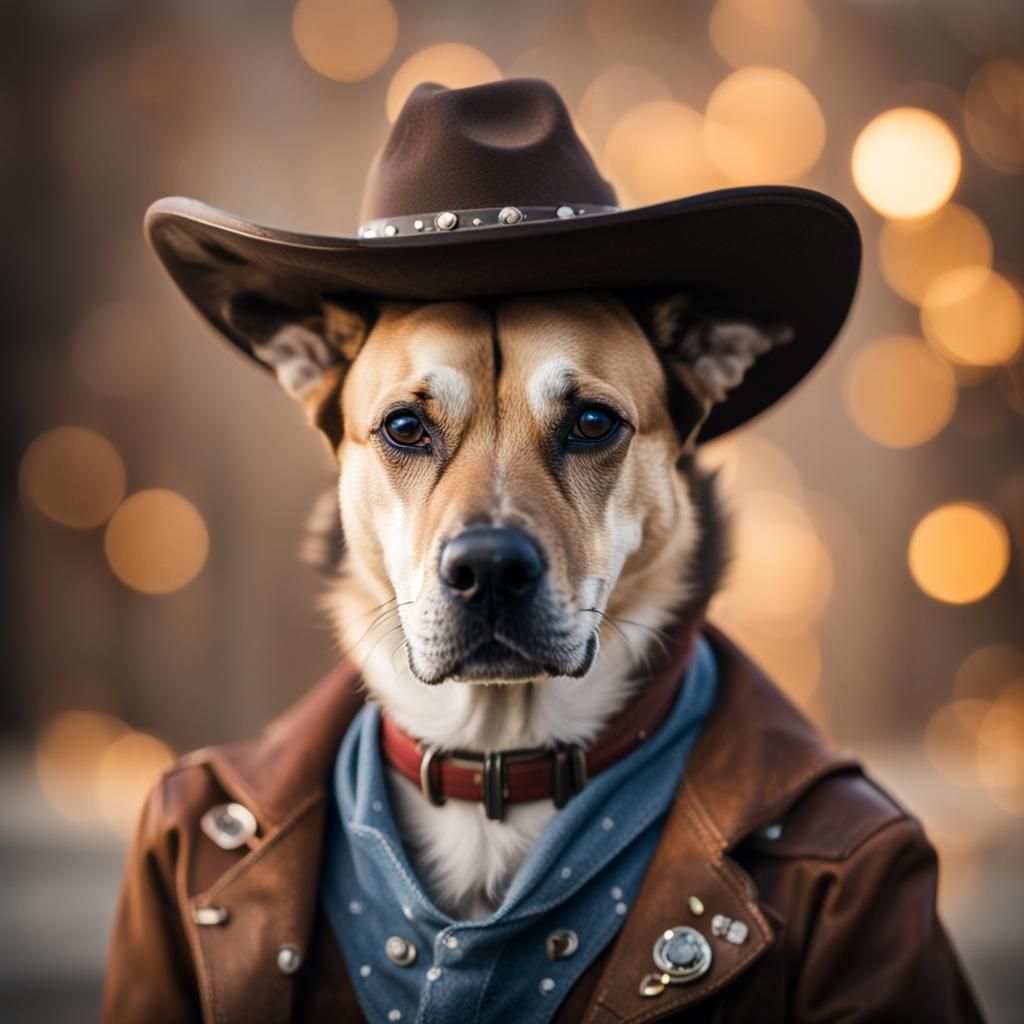 Anthro Cowboy Dog Portrait in Professional Style