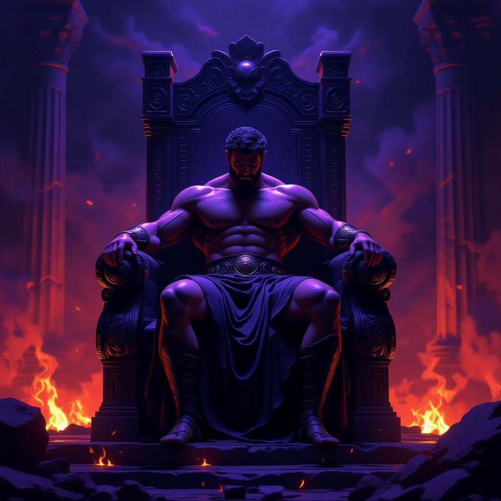 Ancient Greek Hero Theseus on Underworld Throne