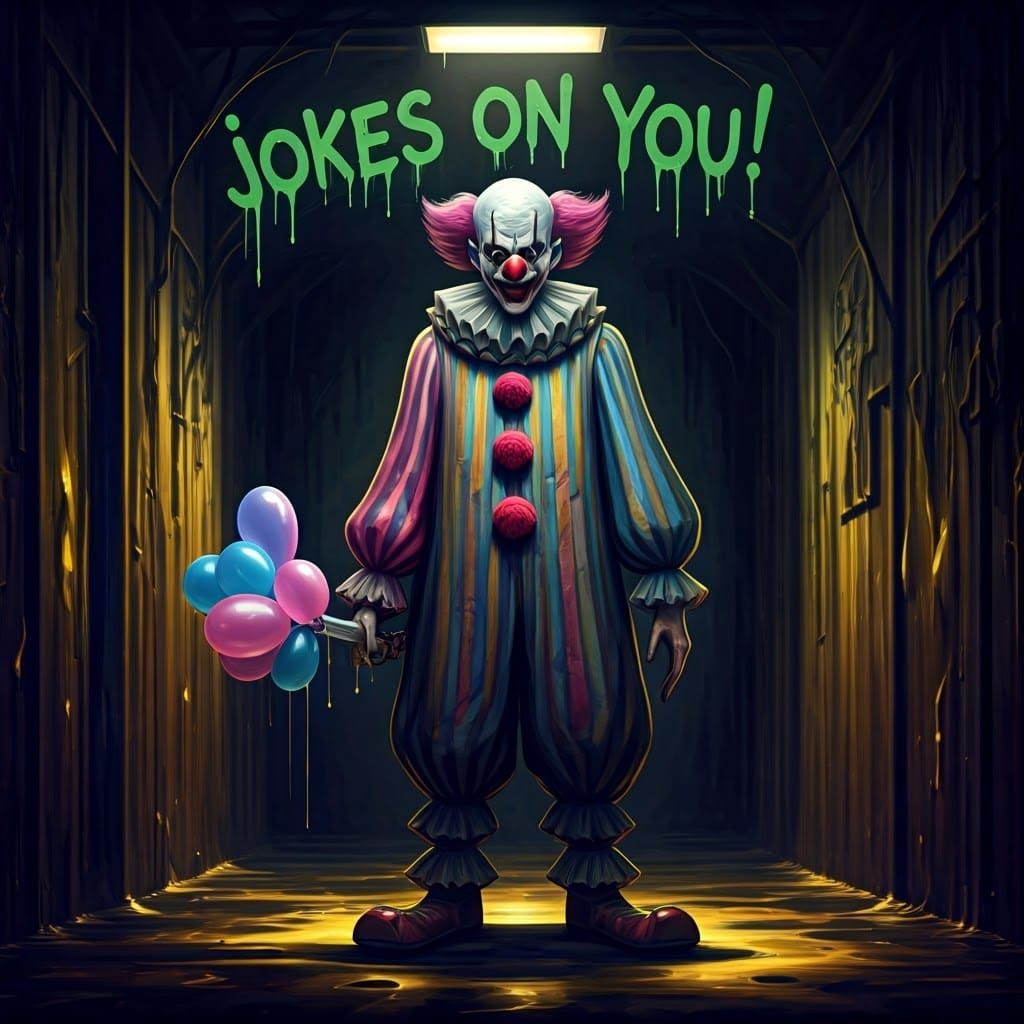 Menacing Clown in Neo-Expressionist Style