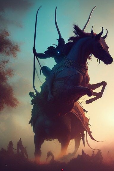 Apocalyptic Horsemen Ride in Digital Art Style