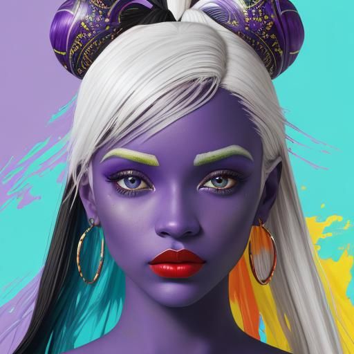 Abstract Portrait of Woman in Pop Art Style