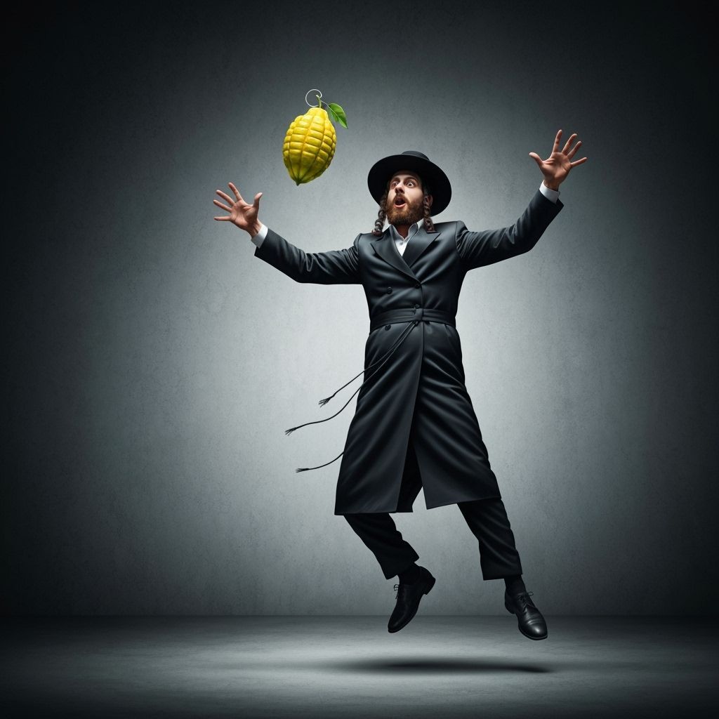 Ultra-Orthodox Man Leaps for Falling Etrog Fruit