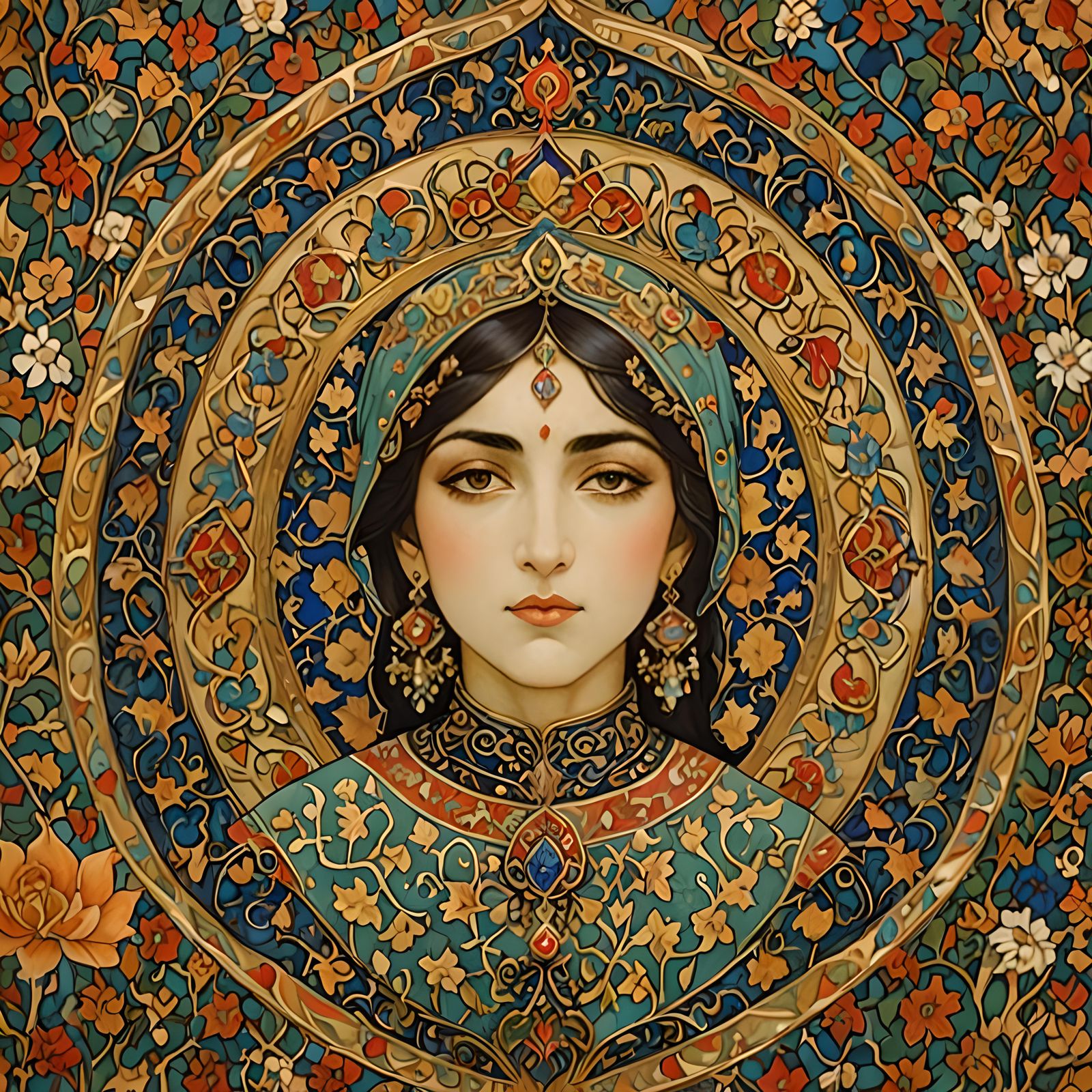 Qajar Princess Portrait in Golden Age Style