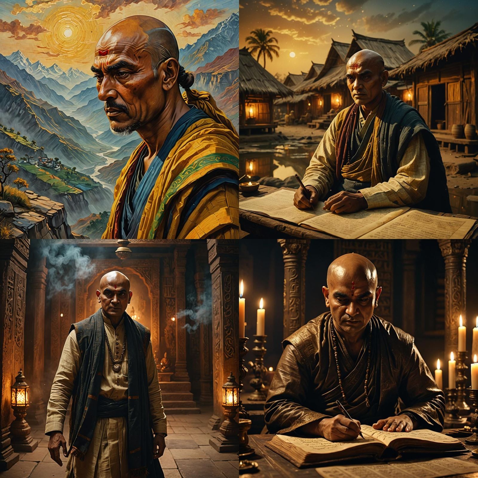 Chanakya in Van Gogh Style: Hyperrealistic Cinematic Portrai...