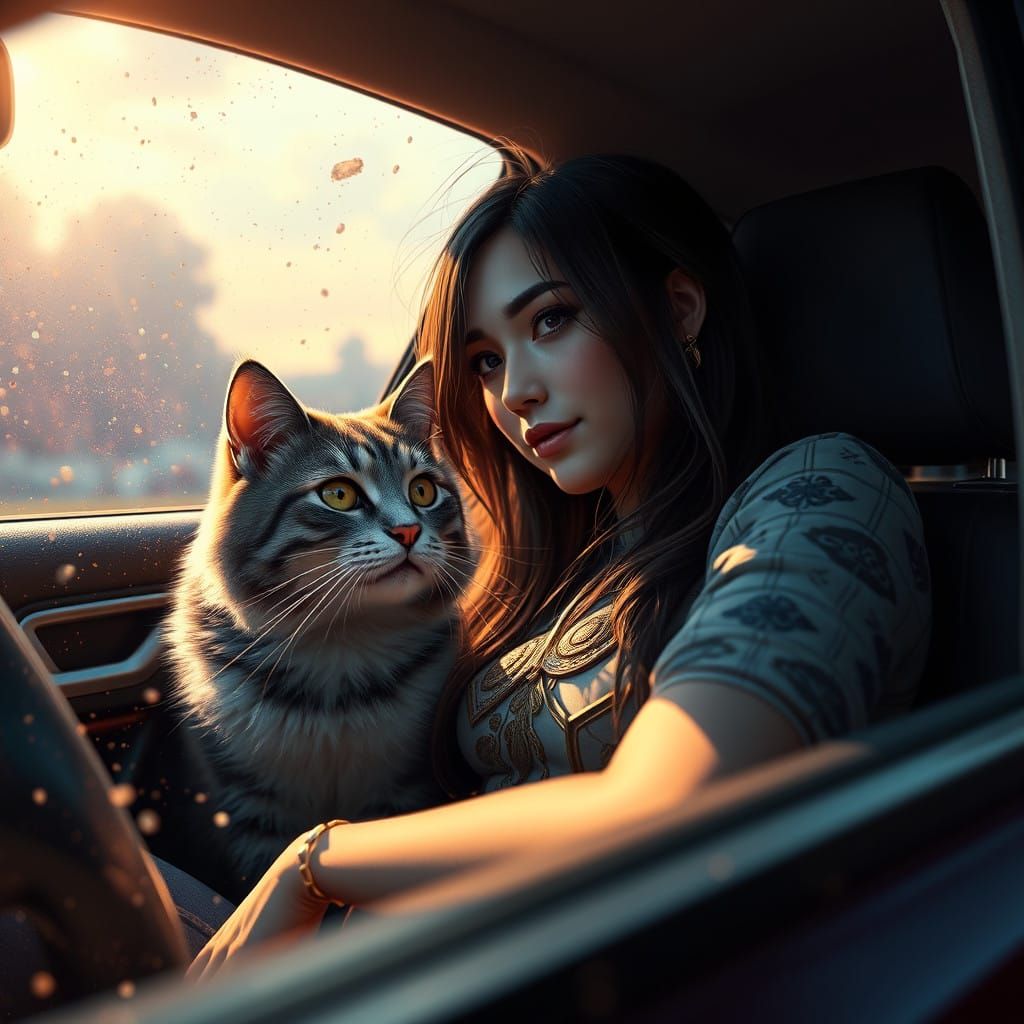 Fantastical Feline Road Trip in Unreal Engine 5 Style
