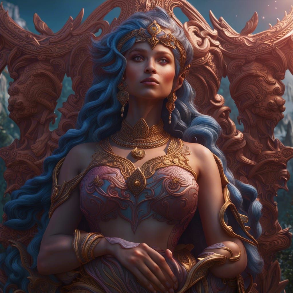 Detailed Matte Painting of Aphrodite in Deep Color