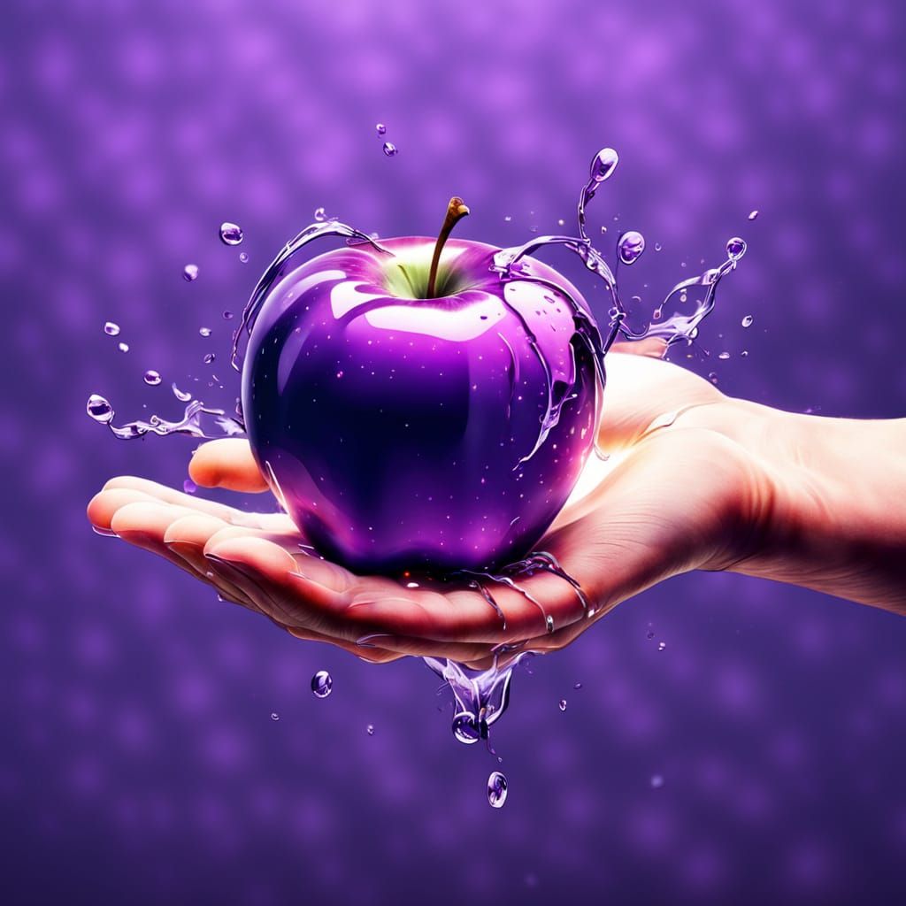 A Plum Falls from a Hand in Deep Purple