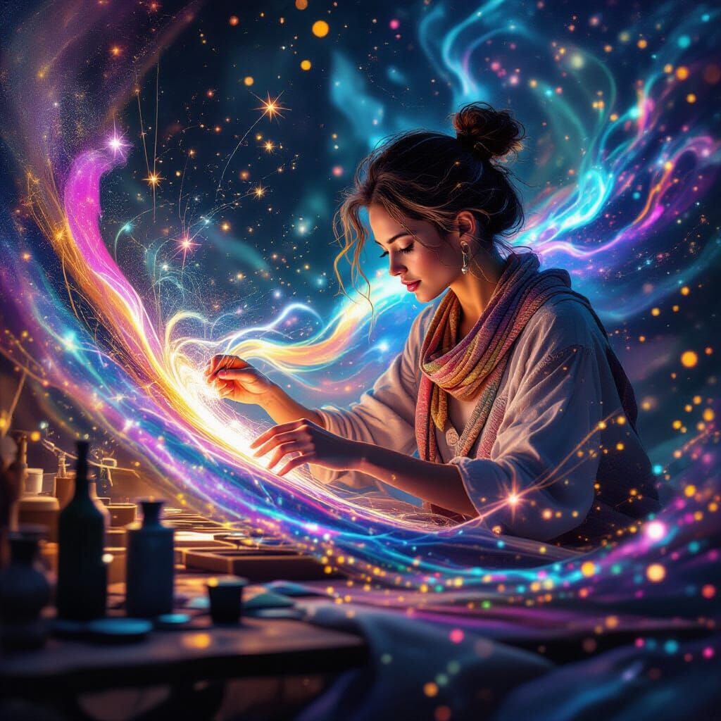 Cosmic Weaver Creating Tapestry of Dreams