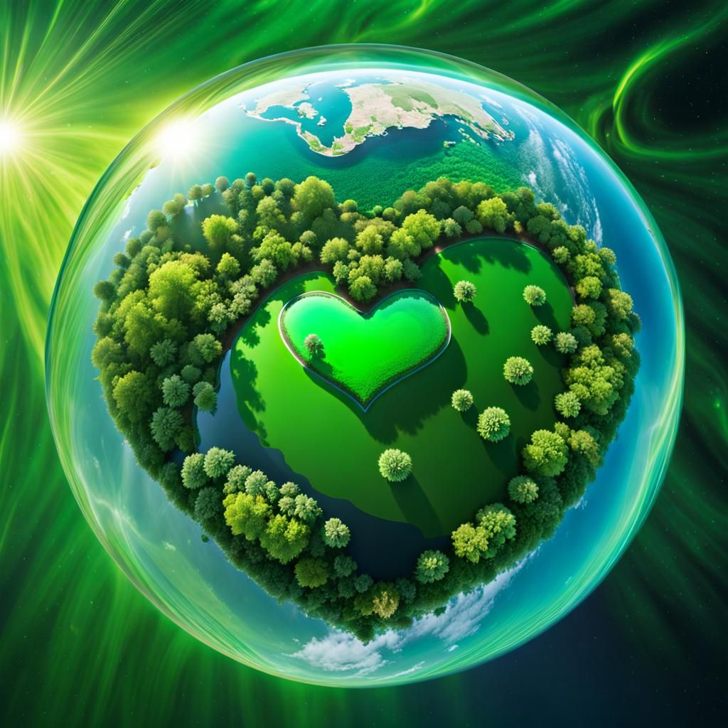 Earth Day: Swirling Green Heart Symbolizing Life