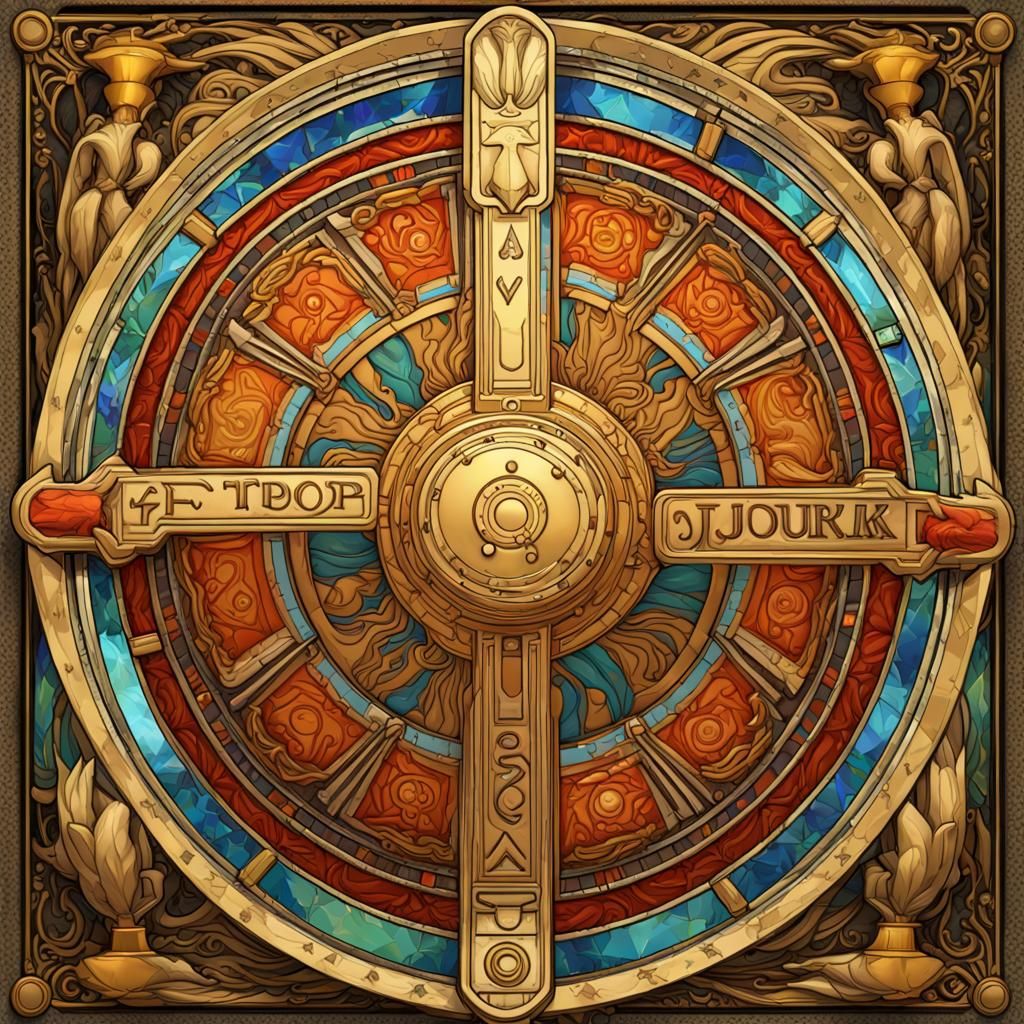 Wheel of Fortune Tarot Card in Art Deco Style