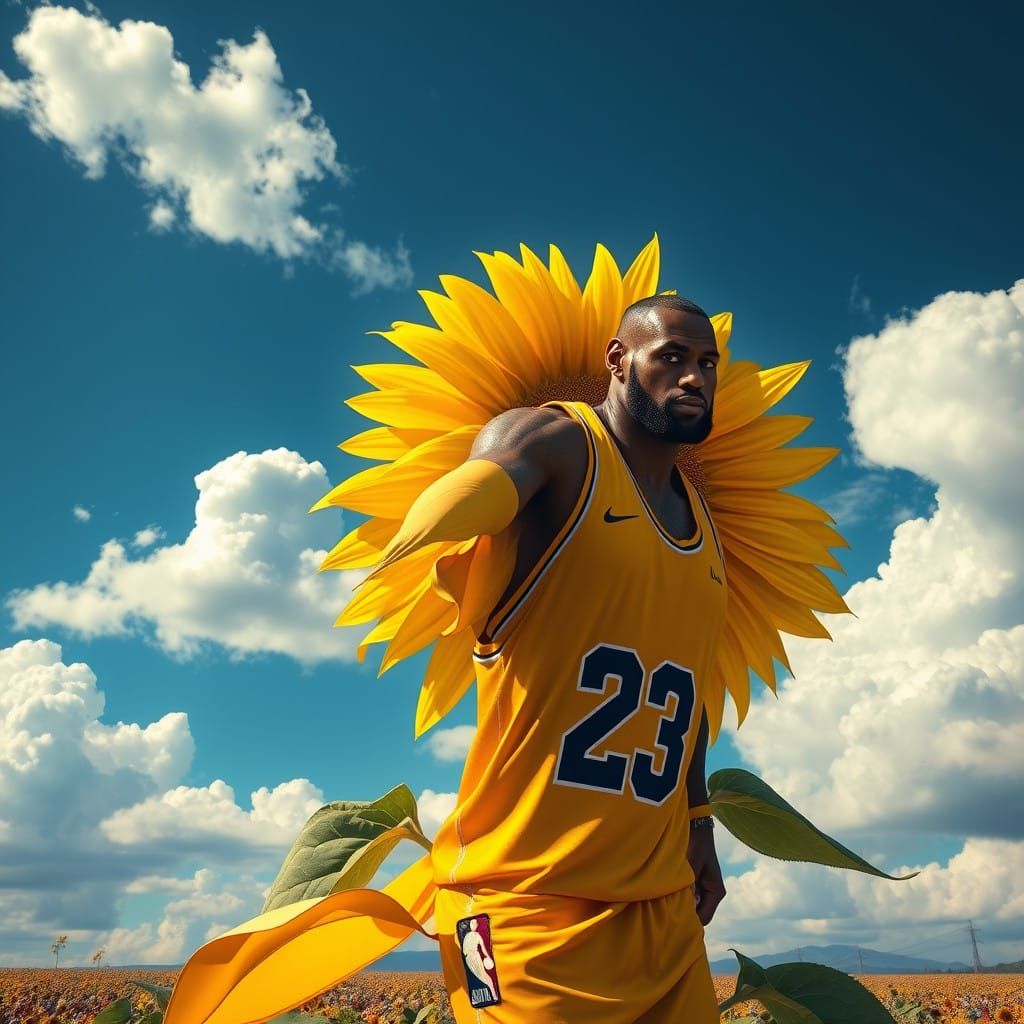LeBron James Sunflower: Vibrant Champion in Whimsical Landsc...