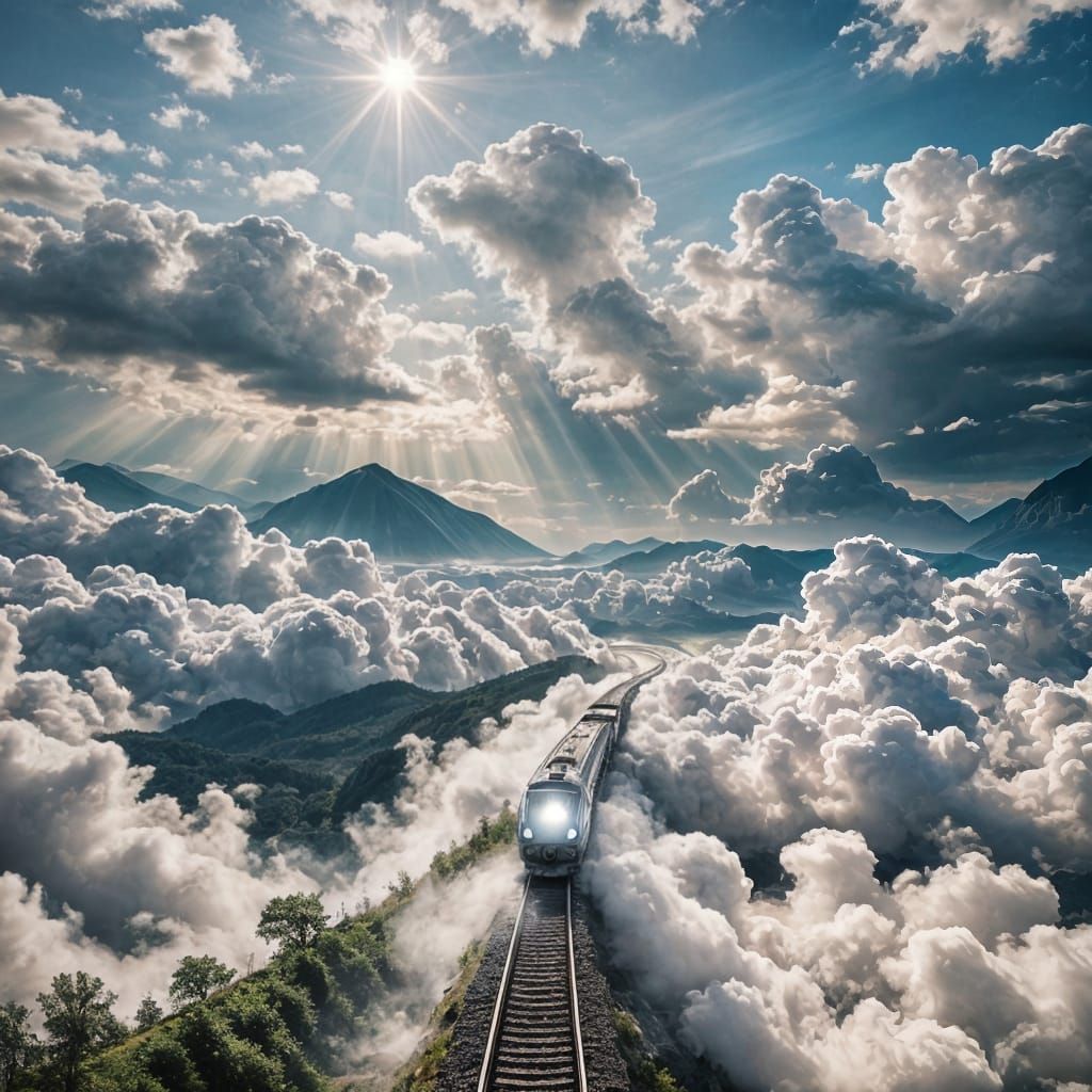 Translucent Train in Heavenly Cloudscape