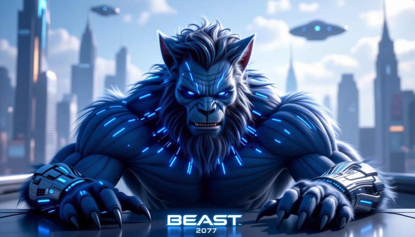 Cyber-Organic Beast Portrait in Sci-Fi 2077