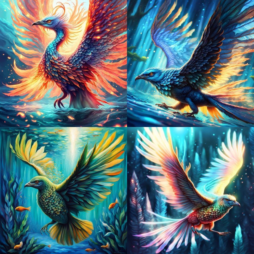 Legendary Water Phoenix with Giant Wings