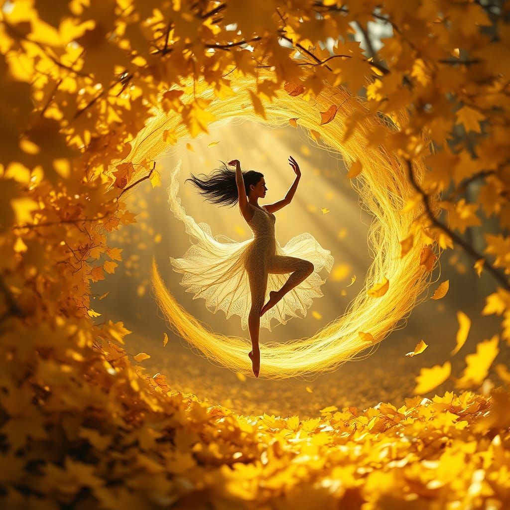 Whirlwind Dancer in a Golden Leaf Carpet