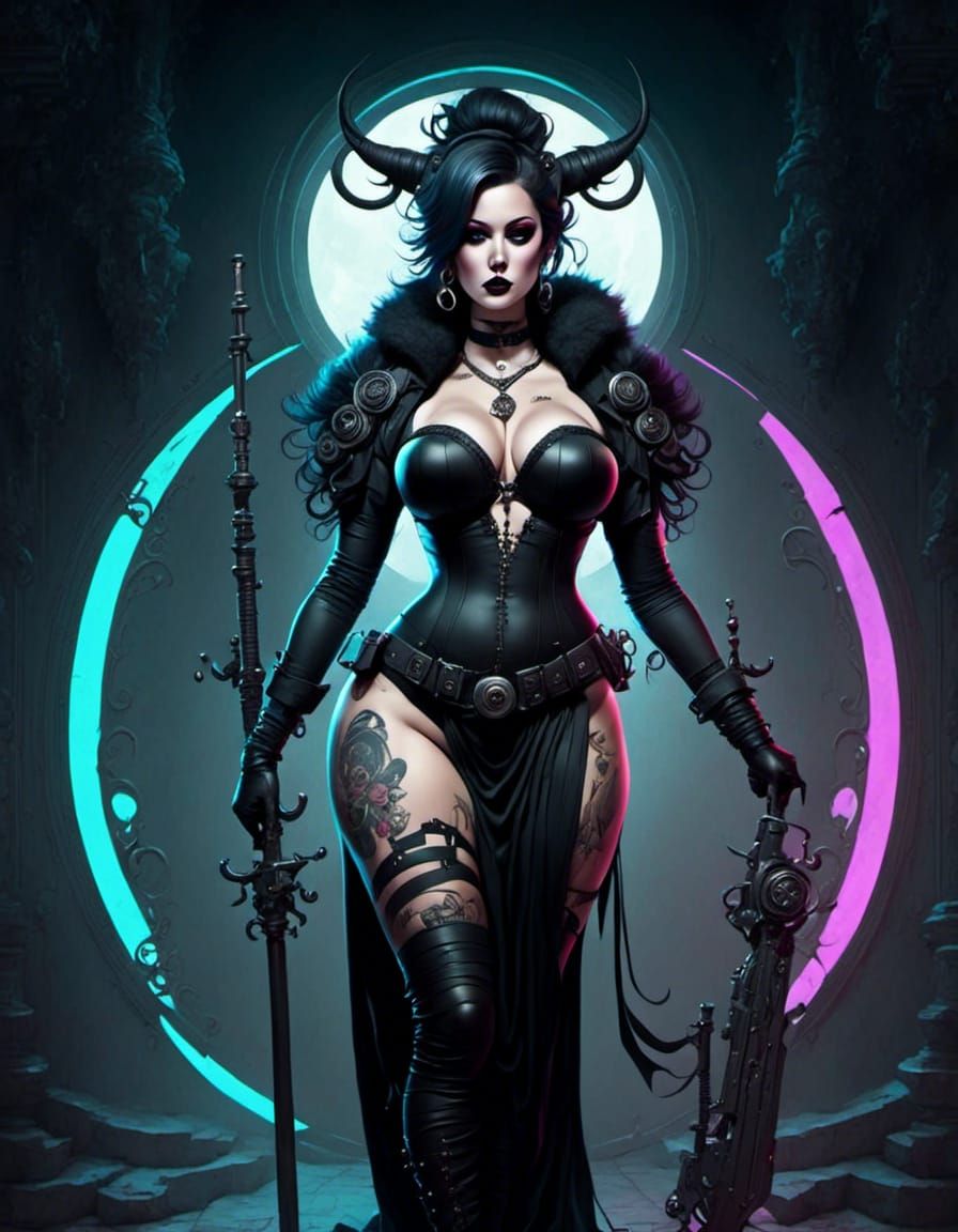 Cyberpunk Witch Portrait in Style of Surrealist Painting