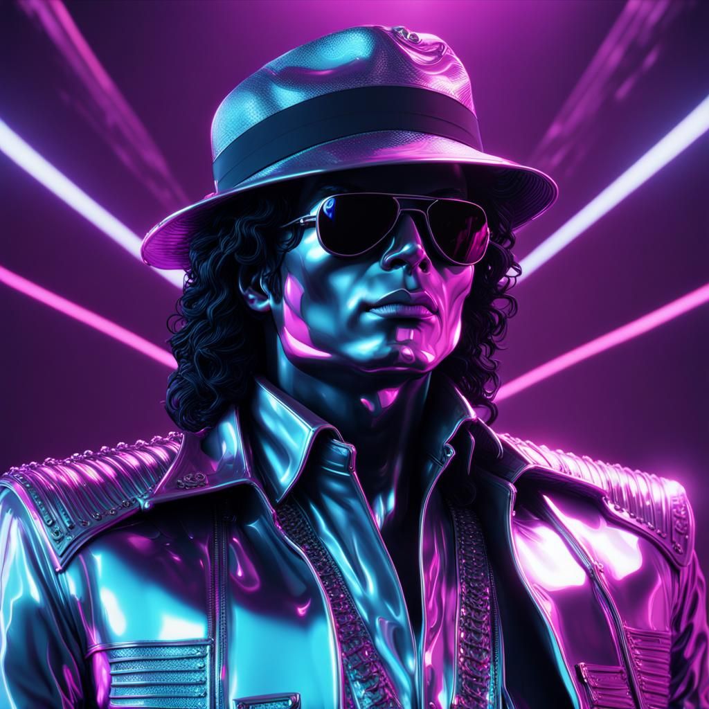 Vaporwave Chrome Michael Jackson Bust: 3D Game Cinematic
