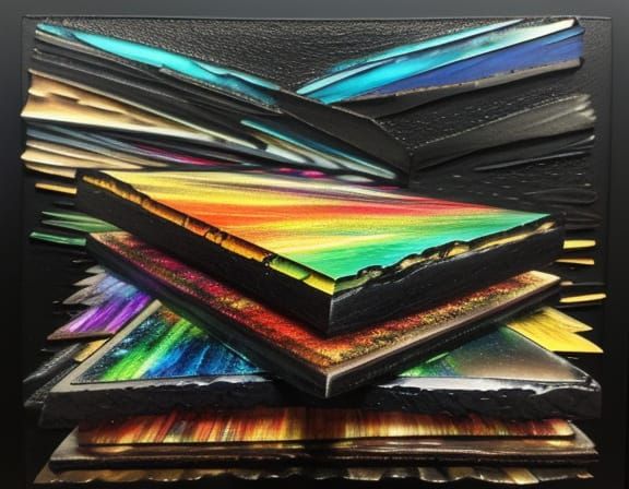 Textured 3D Collage Art with Shattered Glass