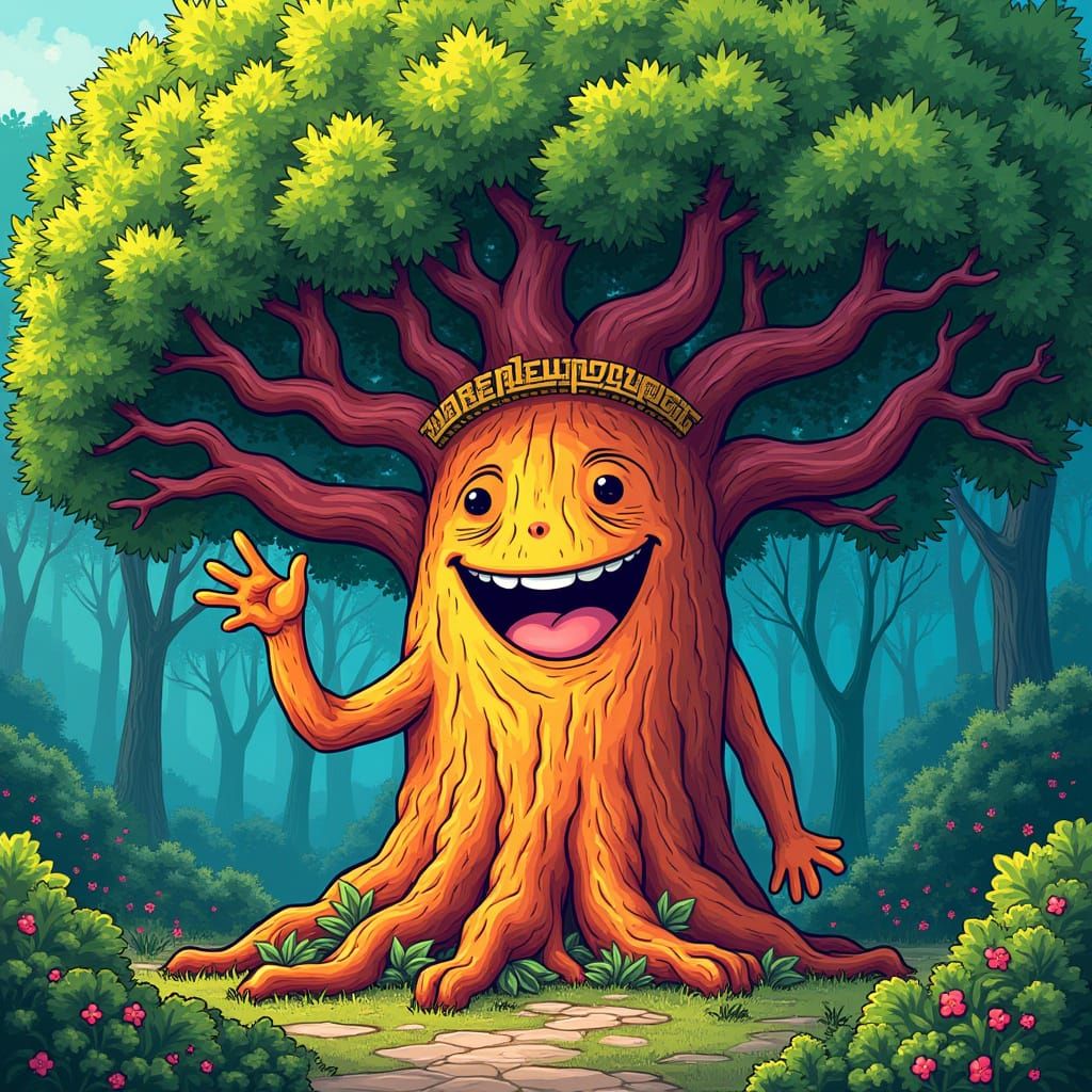 Gigantic Tanga Tree Waves Hello in Vibrant Forest