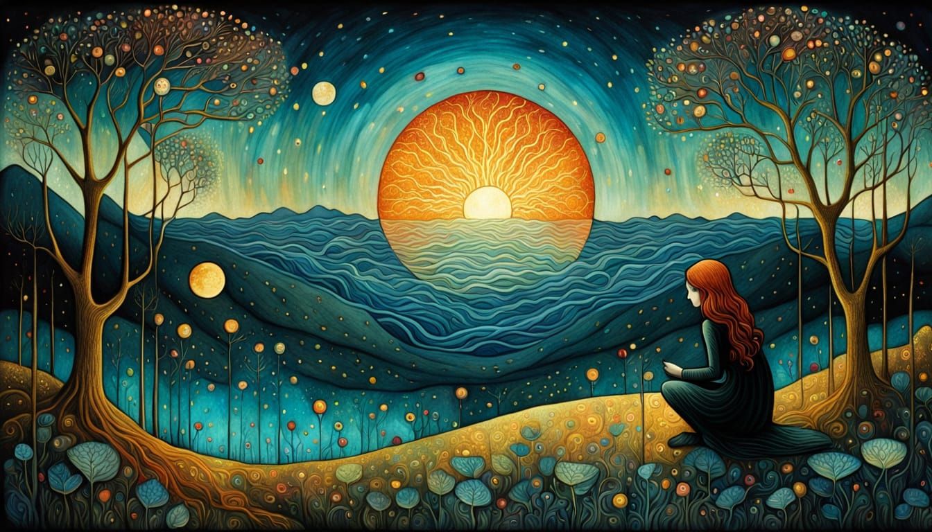 Dreamlike Surreal Landscape with Glowing Creatures and Fanta...